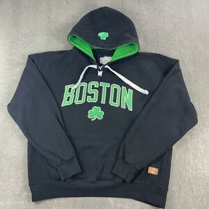 Boston Shamrock Bay State Gear Mens XL Black Hoodie Lace Up Neck Sweatshirt